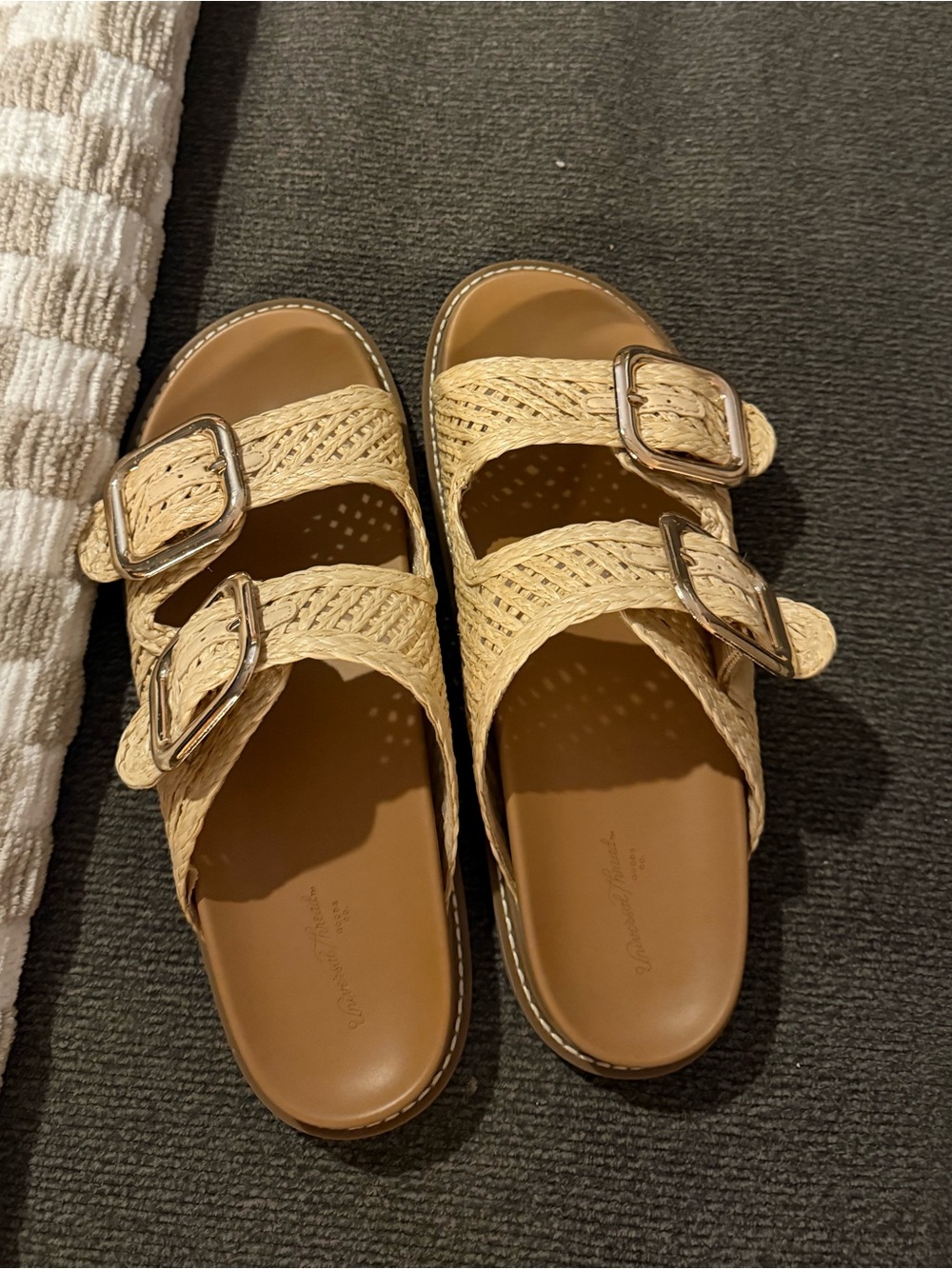 Universal Thread Woven Double-Buckle Slide Sandals - Tan/Natural